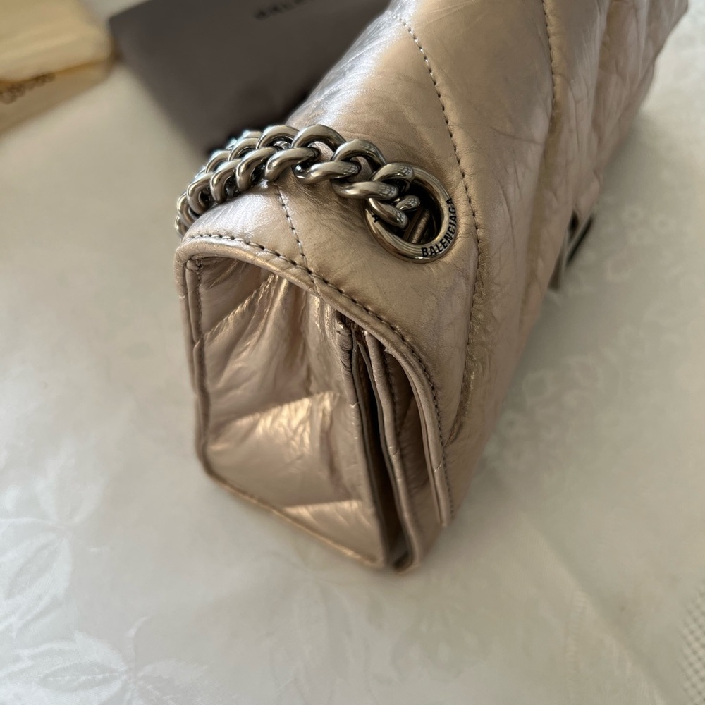 Balenciaga lamb skin Crush Small Chain Bag Metallized Quilted NWB Made In Italy - Picture 16 of 16